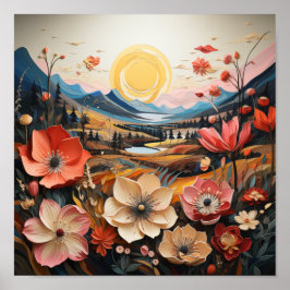 Poster Blossomas do Vale do ouro: Arte Natureza como Sonh