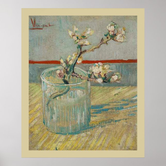 Pôster Blossoming Almond Branch por Vincent van Gogh (Frente)