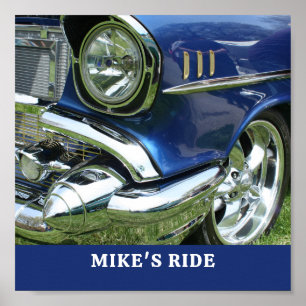 Poster Blue 1957 Chevy, Name or Message, Your Photo