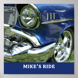 Poster Blue 1957 Chevy, Name or Message, Your Photo