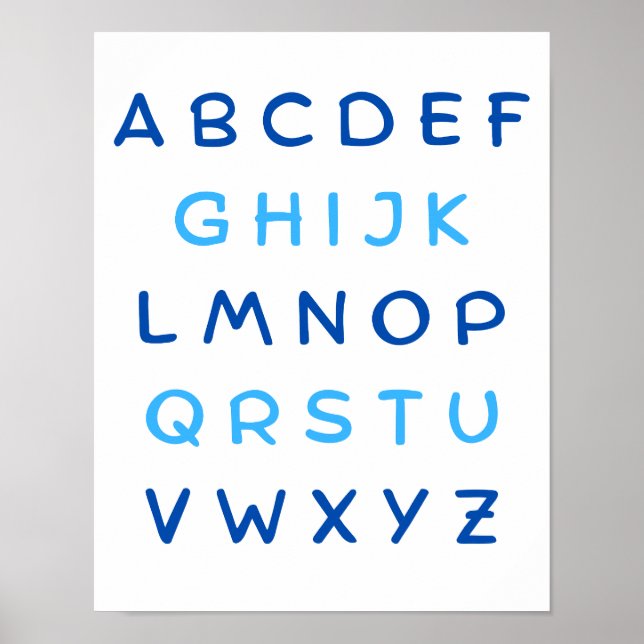 Poster Blue Alphabet Capital Letters Professor Kids Room (Frente)