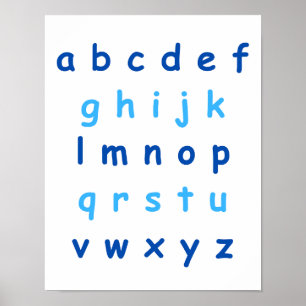 Poster Blue Alphabet Lowercase Letters Professor Kids Roo