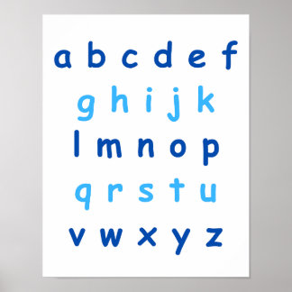 Poster Blue Alphabet Lowercase Letters Professor Kids Roo
