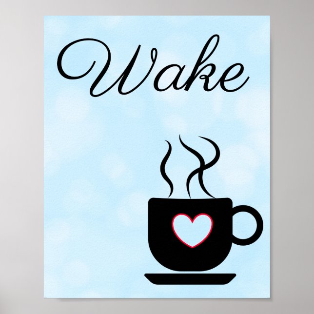 Poster Blue and Black Wake Sign for Kitchen (Frente)