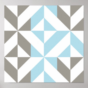 Poster Blue and Silver Geometric ZigZag