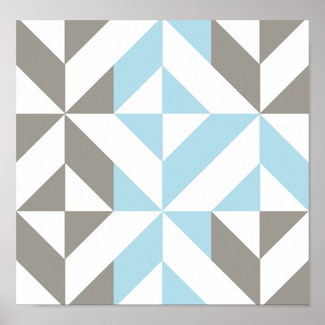 Poster Blue and Silver Geometric ZigZag (Frente)