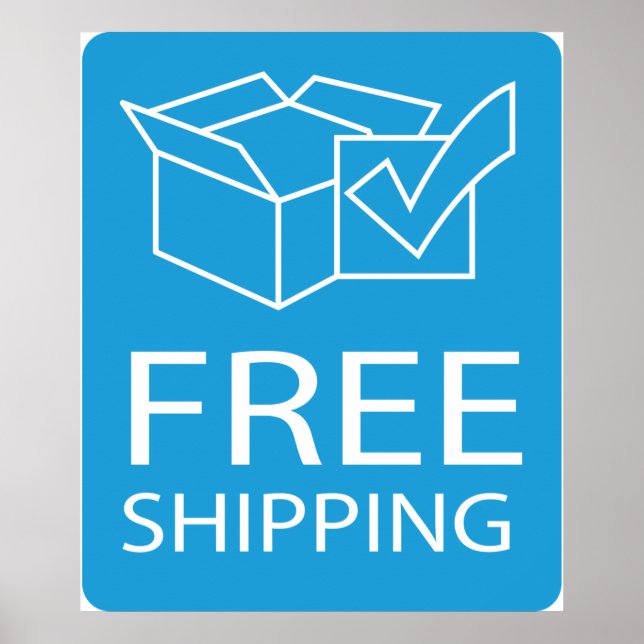 Poster Blue and White Free Shipping Icon (Frente)
