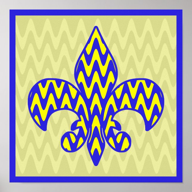Pôster Blue and Yellow Fleur de lis (Frente)