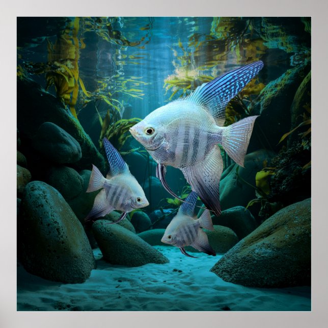 Poster Blue Angelfish Underwater Aquarium Fish Tank (Frente)