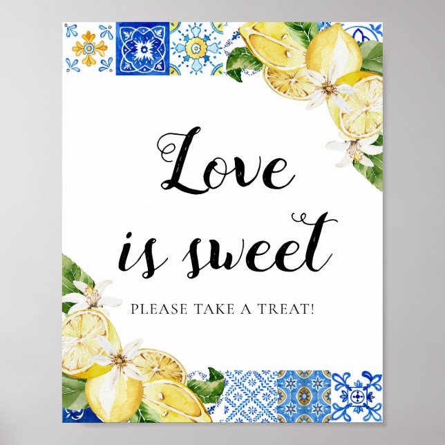 Poster Blue Azulejo Lemons Love is Sweet Trepar Favor Sin (Frente)