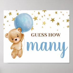 Poster Blue Bear Guess How Many sign