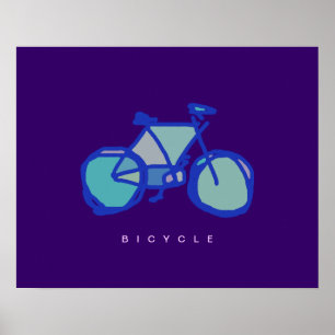 Pôster blue bicycle decorative print