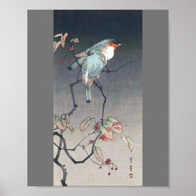 Poster Blue Bird at Night, Watanabe Seitei (Frente)