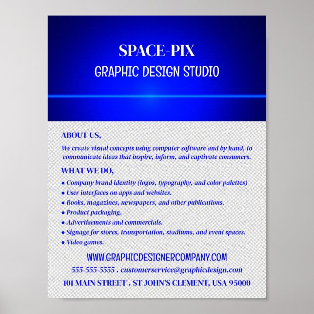 Poster Blue Bokeh Guilloché Design, Designer Gráfico (Frente)