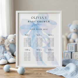 Poster Blue Bow Baby Shower 6 Table Seating Chart