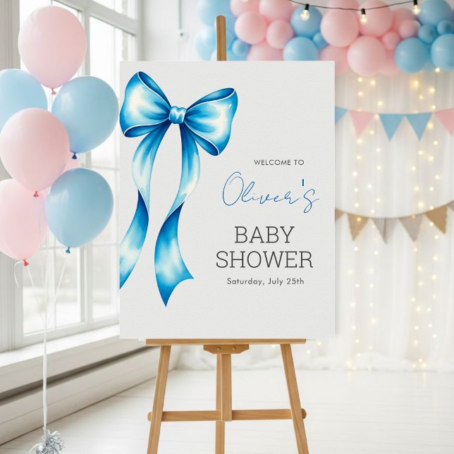 Poster Blue Bow Welcome Sign, Blue Bow Baby Shower  (Criador carregado)