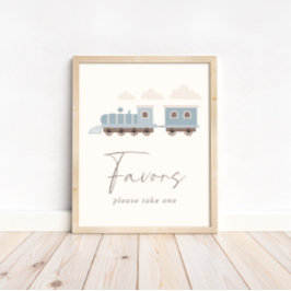 Poster Blue Boys Train Birthday favorece sinal de Mesa