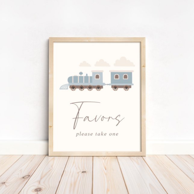 Poster Blue Boys Train Birthday favorece sinal de Mesa (This adorable dusty blue favor sign is available for print and digital download!)