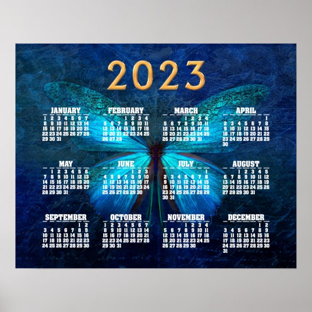 Poster Blue Butterfly of Joy & Luck 2023 Calendar (Frente)