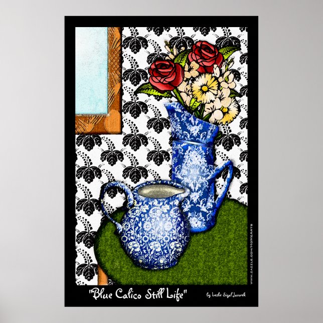 Pôster Blue Calico Still Life (Poster de arte fina) (Frente)