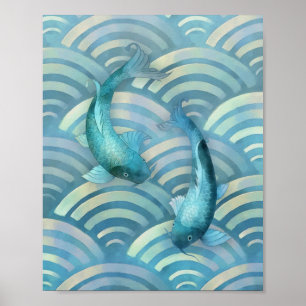 Poster Blue Carp Koi Fish
