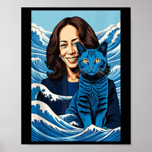 Poster Blue Cats Wave Para Kamala Funny Kamala Harris Par