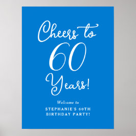 Poster Blue Cheers to 60 Anos Aniversário Sinal de Boas-v