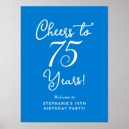 Poster Blue Cheers to 75 Anos Aniversário Sinal de Boas-v