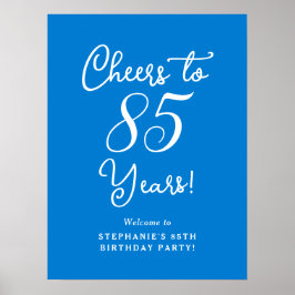 Poster Blue Cheers to 85 Anos Aniversário Sinal de Boas-v