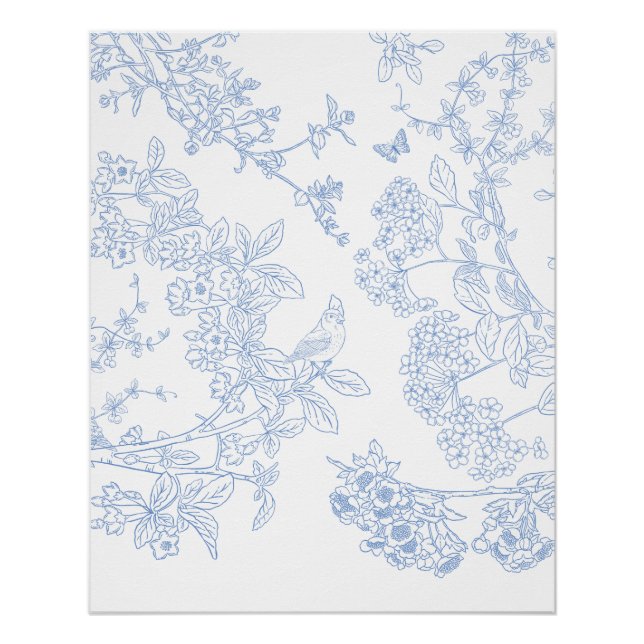 Pôster Blue Chinoiserie Glossy Poster (Frente)