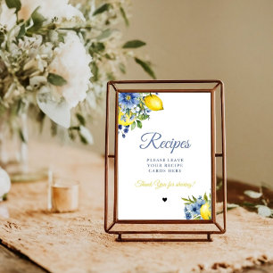 Poster Blue Citrus  Deixe seus Receitas Chuveiro de Noiva