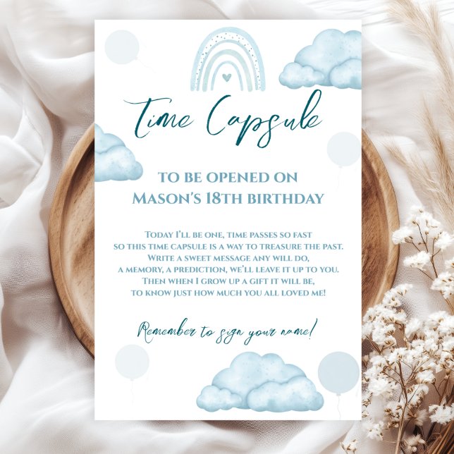 Poster Blue Cloud Boho Time Capsule First Birthday (Criador carregado)