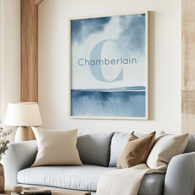 Poster Blue Coastal Custom Last Name Wall Art Prints (Criador carregado)