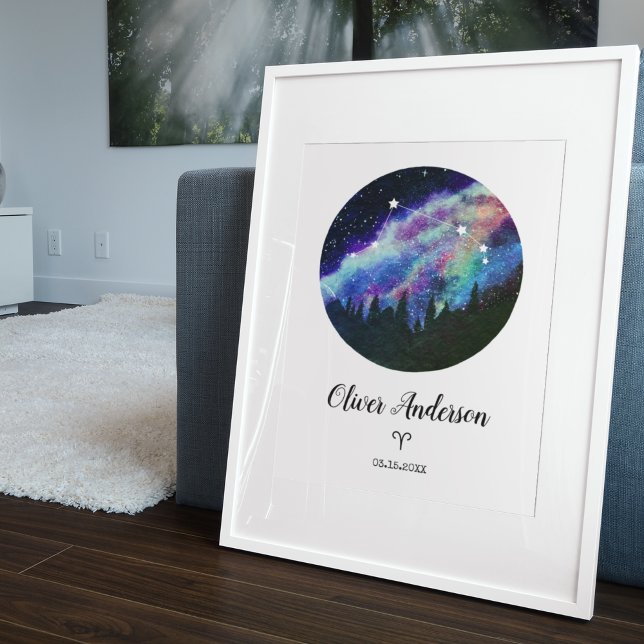 Poster Blue Constellation Aries Horoscope Sign Gift (Criador carregado)
