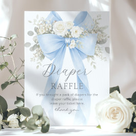 Poster Blue Coquette Bow Diaper raffle Baby shower