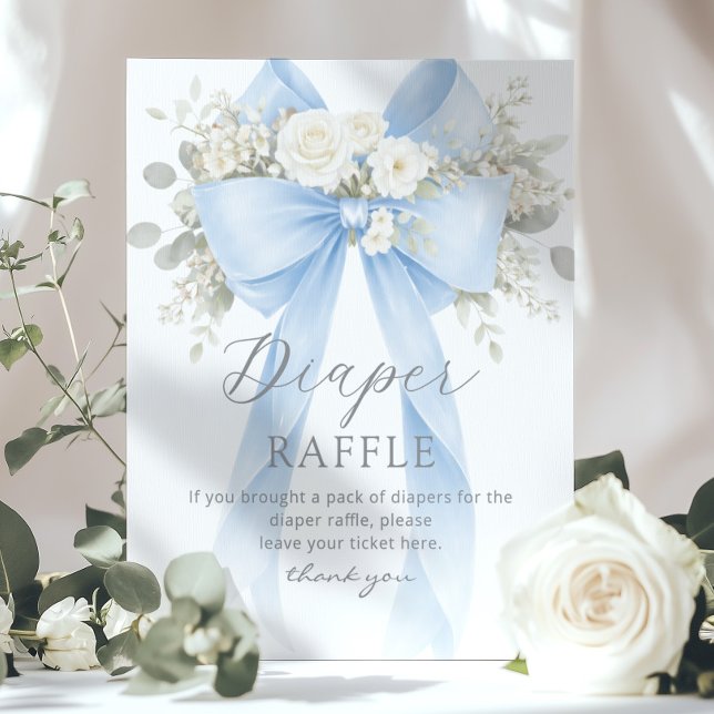 Poster Blue Coquette Bow Diaper raffle Baby shower (Criador carregado)