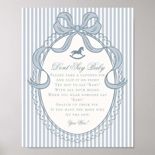 Poster Blue Coquette Bow Rocking Horse Dont Say Baby (Frente)