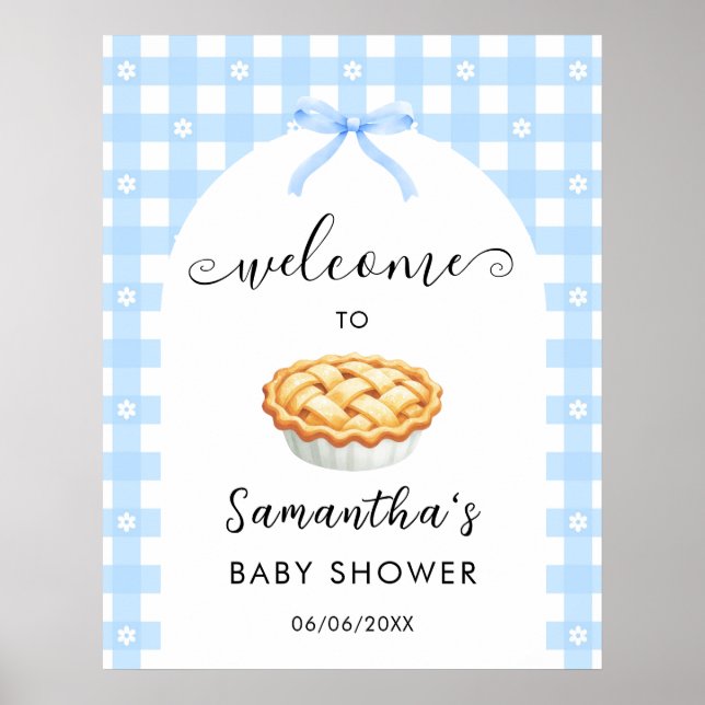 Poster Blue Coquette Pie Baby Shower Welcome (Frente)