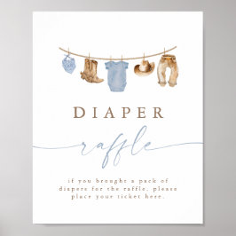 Poster Blue Cowboy Clothesline Diaper Raffle