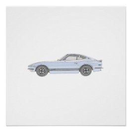Pôster Blue Datsun 240Z Sports Car Perfect