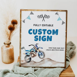 Poster Blue Dirt Bike Boy Birthday Party Table Sign