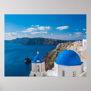 Poster Blue Domes of Santorini