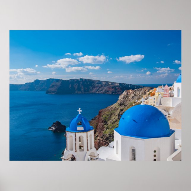Poster Blue Domes of Santorini (Frente)