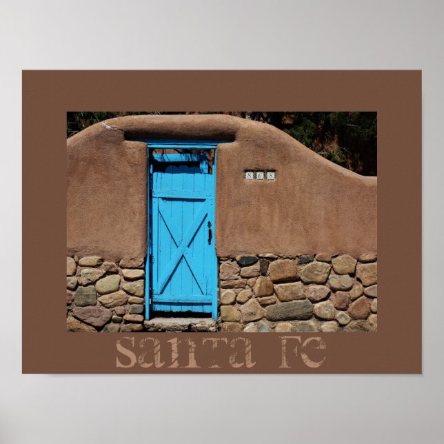 Poster Blue Door Adobe Papais noeis Fe Novo México (Frente)