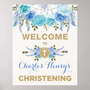 Poster Blue Dourado Dreamcatcher Christening