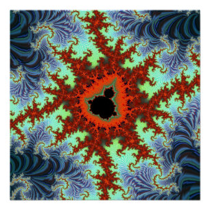 Pôster Blue e Red Mandelbrot Fractal