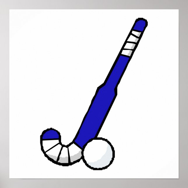 Pôster Blue Field Hockey Stick (Frente)