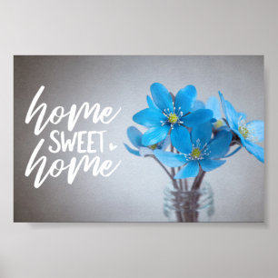 Poster Blue Floral Home Sweet Home