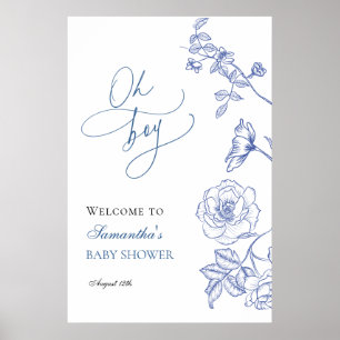 Poster Blue Floral Oh Boy Welcome