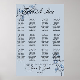 Poster Blue Floris 24 Gráfico de Casamento de Mesa
